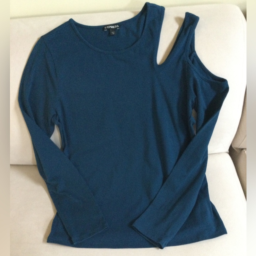 Express Women's Blue Cut-Out Top